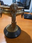 Antique French Empire Style Bronze Brass Tazza Urn Centerpiece Stone Base 55oz