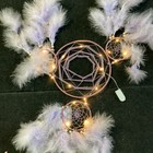 Dream Catcher Wall Hanging With Feathers   String Lights  Purple white