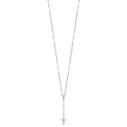 Crucifix And Miraculous Medal With Faceted Rosary Necklace Real 14k White Gold