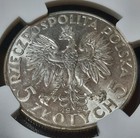 1933 Poland 5 Zlotych  Zlote Silver Coin  Ngc Ms61  Warsaw  Queen Jadwiga