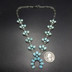 Diminutive Federico Jimenez Sterling Silver Turquoise Cluster Squash Necklace