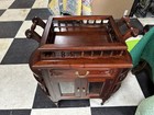 Antique Wooden Sideboard Buffet With Glass Doors  Drawer  Carvings