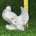Vintage Distressed Fantail White Dove Ceramic Statue