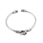 Vintage Flower Retro Rose Cuff Bangle 925 Sterling Silver Women Jewelry Bracelet