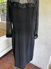 Vintage Black Tie Oleg Cassini Black Women   s Short Long Sleeve Dress Size 12