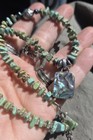 Mop  peyote Bird  Turquoise Necklace 925 Sterling Silver Adjustable Clasp Pearl 
