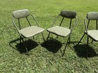 Set Of Four Mid Century Modern Green Vinyl  Folding Metal Chairs