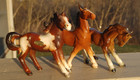Lot Of 3 Vintage Ceramic Porcelain Horse Figurines Nikoniko  Japan Western Paint
