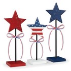 4th Of July Tiered Tray Decor Wooden Star Set  3 Pcs Memorial Day Table Retro