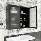 Metal Cabinet W 2 Glass Doors  Wall Mounted Storage Cabinet W adjustable Shelves