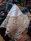 Antique Bedfordshire Maltese Lace Handkerchief     1800s  Silk On Silk