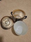 Vintage Oneida Silver Plated Ice Bucket Lidded With White Glass Insert