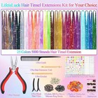 25 Colors Fairy Hair Tinsel Kit 5000 Hair Glitter Strands 48 Inch Heat Resistant