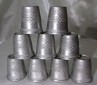 Lot Of 9 Fine Pewter Thimbles With 3d Designs By  cat  Design 