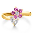 18k Yellow Gold Plated Silver Lab Grown Diamond And Pink Created Sapphire