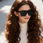 Women Oversized Retro Square Sunglasses Flat Top Lady Designer Vintage Shadz