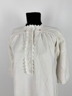 Late 1800s Antique Victorian French Linen Hemp Signed Nightgown Lace Trim Shirt