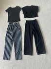Shein Girls Size 11-12y Outfit Bundle Lot Of 2 Sets 4 Pieces Black Striped