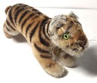 8 Inch Vintage Steiff Tiger With Button   Tag  Stuffed Animal Toy