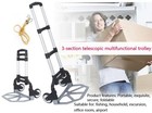 Aluminum Luggage Cart Folding Dolly Hand Truck - 170lbs Load  Red  Bungee Strap