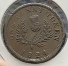 1824 Nova Scotia One Penny Three Leaves Fine Hair