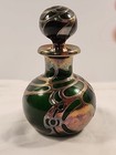 Antique Gorham Green Glass Perfume Bottle Sterling Silver Overlay D940 Signed