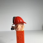 Vintage Pez Firefighter W hat   Mustache Made In Hong Kong Red Stem No Feet