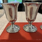 Boxed Set Four Antique Vintage Pewter Cordial Goblet Glasses