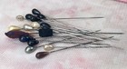 Vintage Set Of 18 Antique Victorian 3  Hat Hair Pins Multicolor And Fabric