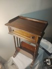 Vtg Brandt Mahogany Wood End Table Faux Bamboo Legs Magazine Rack Doweled 1950 s