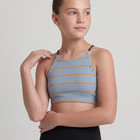 Honeycut Girl s Dance Hive Halter Tie-back Crop Top In Blue Size Teen Xxs 0-2