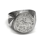 Vtg Antique Hand Engraved Knights Templar Seal Ring Sterling Silver Mens Size 13