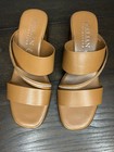 Italian Shoemakers Women s Brown Rhinestone Strap Slide Sandals Block Heel 8