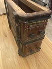 Antique Fancy Treadle Sewing Machine Double Drawer Solid Wood Organizer Std 6x15