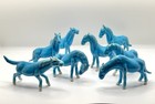 Vintage 3  Turquoise Blue Porcelain Horse Figurines 8 Piece Set