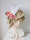 Victorian Women Florals Feather Hat Flat Hat Fascinator For Tea Party Dress