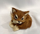 Vintage  Fur Red Fox 3  Realistic Miniature Figurine Glass Eyes