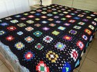 Roseanne Couch Granny Square Throw Blanket Afghan Handmade Crochet Wolen 77x86