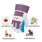 12 Pairs Leather Palm Safety Split Cowhide Welding Cuff Gloves Free Glove Clip