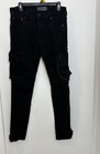 Decibel Men   s Black Dark Wash Skinny Stretch Denim Jeans 36w 5-pocket 3632-da