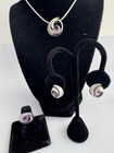 Vintage Jewelry Set Sterling Silver Breuning Bracelet Ring Pendant Necklace