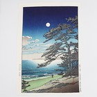 Kawase Hasui Japanese Woodblock Print    spring Moon Seaside Of Ninomiya    At 1932