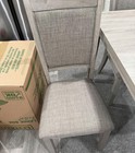 5-piece Gray Wood Square Dining Table Set W  4 Upholstered Fabric Chairs