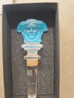 Vintage Rosenthal Versace Medusa Lead Crystal Wine Stopper Frosted Blue Marked