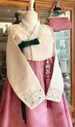 Korean Traditional Silk Hanbok Plum Skirt Ivory Top Norigae 8pc Original Box