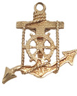 14k P Yellow Gold Jesus Christ  Cross Anchor Ship Mariner Pendant 3 4  1 4g