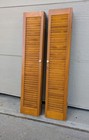Vintage Set Of 2 Wood Louvered Plantation Window Shutters Interior Panel Folding