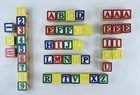 Lot Of 48 Vintage Wooden Alphabet Building Blocks Letters And Numbers 1-1 8   