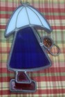 Vintage Stained Glass Window Hanging  Suncatcher Girl W umbrella