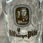 Vtg Bitburger Bier 0 3l Handled Glass Mug Stein Clear W  Gold Beer 5 3 8  Tall